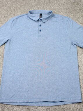 Lululemon Shirt Mens 2XL XXL Blue Evolution Polo Pique Stretch Short Sleeve